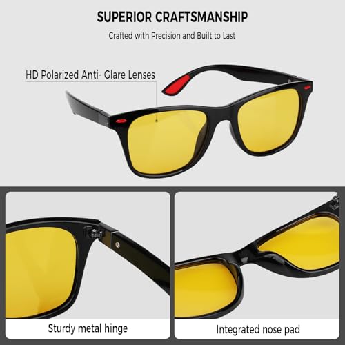 Classic Square Night Vision Glasses for Men Women, Anti Glare HD Polarized Sunglasses Driving Fishing Golf UV400 Protection4