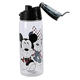 Mickey and Minnie Mouse Acrylic Water Bottle with Fip Top
