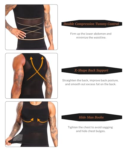 Men's Compression Shirts Body Shaper Tank Top Sleeveless Shapewear Slimming Undershirt Tummy Control Vest3