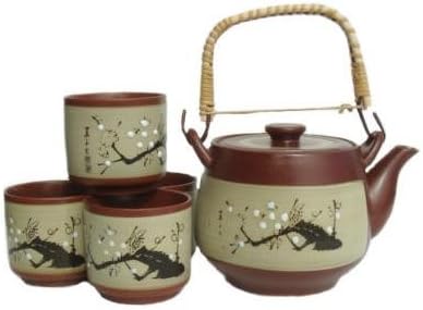 5 piece Japanese Plum Tree Tea Set (1 pot & 4 cups)