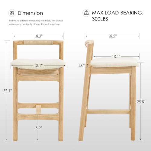 Image of Zesthouse Wood Counter Stools with Woven Paper Cord Accent Back, Set of 2