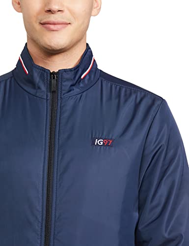 Image of The Indian Garage Co Men Slim Fit Solid Bomber Jackets