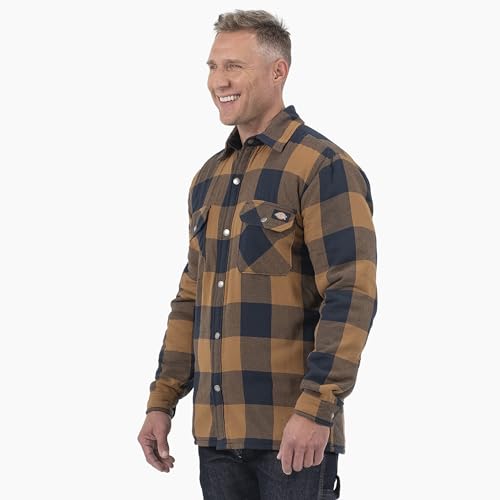 Dickies Men's High Pile Fleece Lined Flannel Shirt Jacket with Hydroshield3