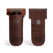 Hide & Drink, Double Edge Protector Case, Barber Razor Sheath, Safety Cover, Travel and Commuter Essentials, Portable Carry Bag, Vintage, Full Grain Leather, Handmade, Bourbon Brown