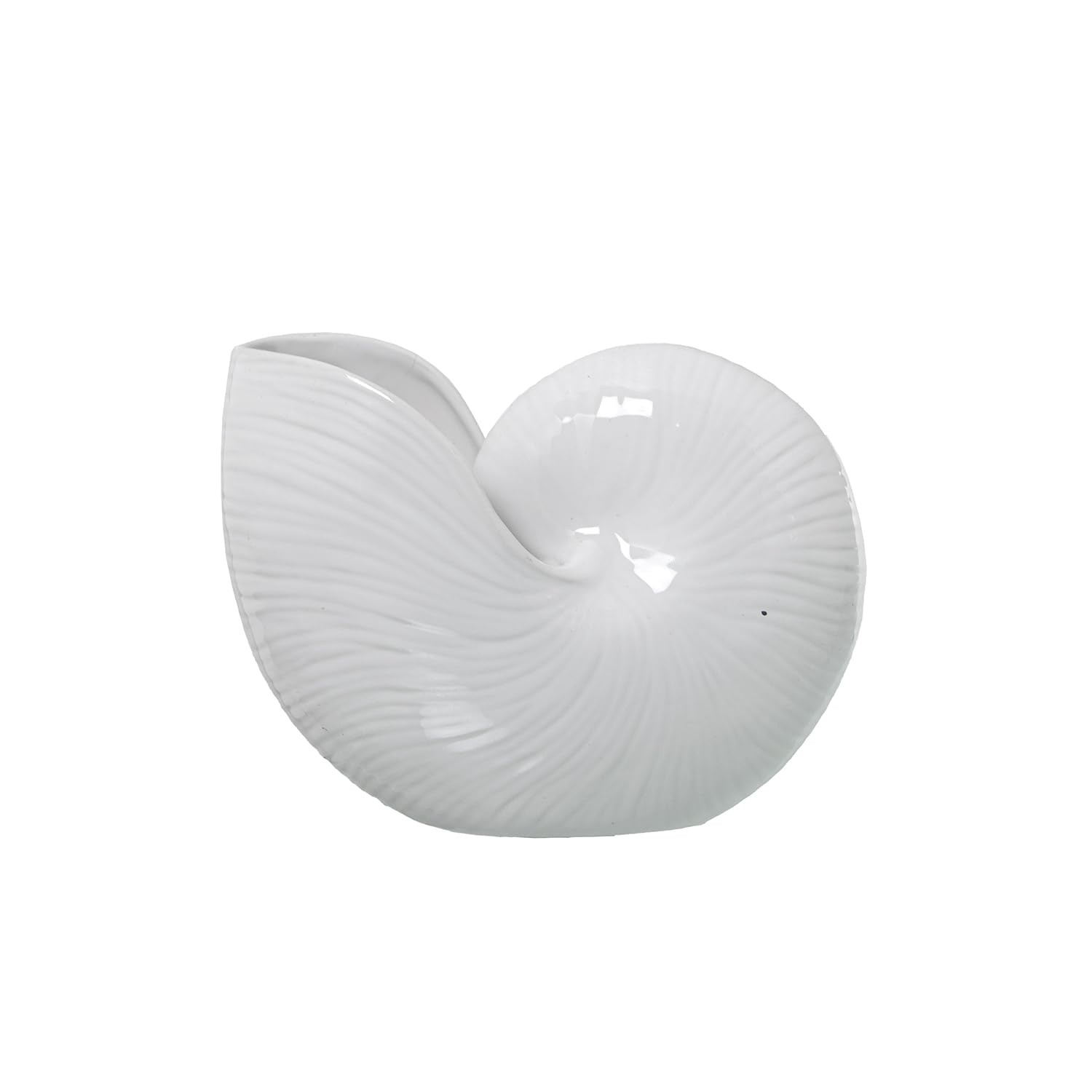 Vase céramique blanc coquillage 17 cm objet d'art au fini mat raffiné
