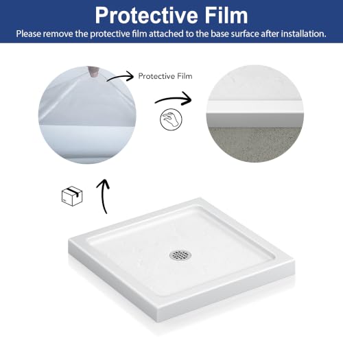 Image of KPUY 32'' L X 32'' W Shower Base Pan with Center Drain, White