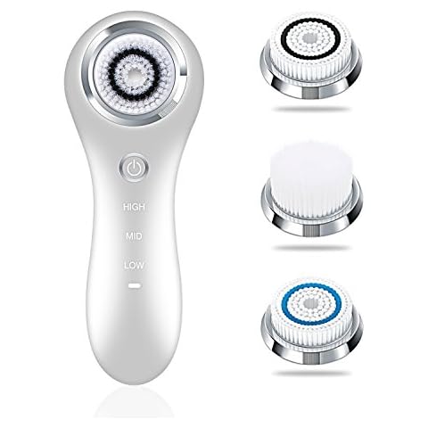Facial Cleansing Brush Sonic Facial Brush Skin Cleansing Electric Face Scrubber Exfoliator by Hangsun SC200 with 3 Brush Heads, 3 Speed Modes Rechargeable for Exfoliating, Massaging and Deep Cleansing Cover