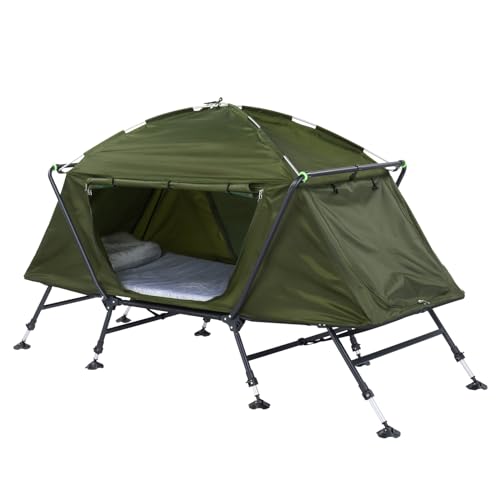 Carpa de camping con catre elevado y toldo 84.6x34.5x49.2 in miniatura 1