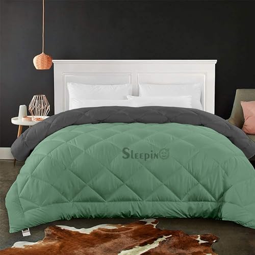Image of 600 GSM Heavy Winter Double Bed Comforter | Microfiber, Breathable, Reversible,Soft, Lightweight & Machine Washable Comforter for Double Bed 90x100 Inch - SageDark Gey