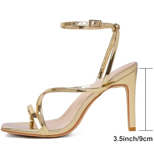 Image of Mostrin Strappy Heels for Women Square Open Toe Lace Up Heeled Sandals Ankle Strap Sexy Stiletto High Heels for Party, Prom, Dating, Wedding