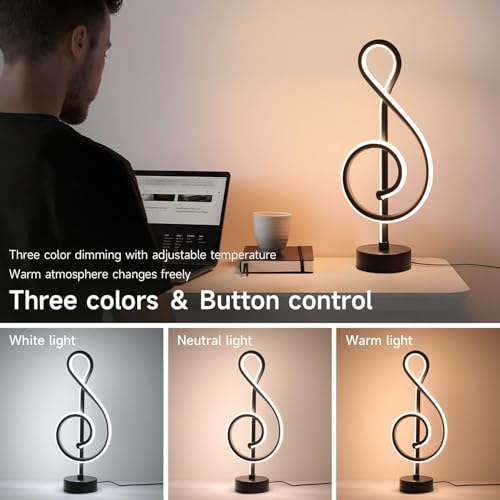 Image of One94Store Artistic LED Table Lamp - Modern Musical Note Night Light for Bedroom, Study Table & Living Room - Decorative Warm White Desk Lamp for Home & Office
