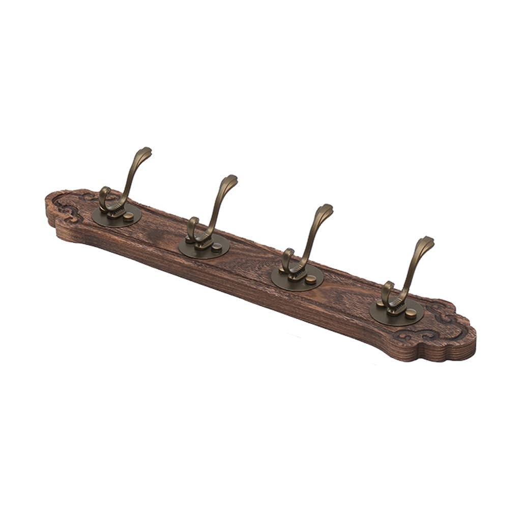Pafooa A Pafoo Hooks Retro Bedroom Porch Coat Hook Wooden Metal Storage Row Wall Hanging Hanger Home Rack Mounted Rack(A)
