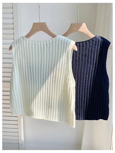 SweatyRocks Women's 2 Pack American Flag Sweater Vest Crew Neck Knitted Tank Top2