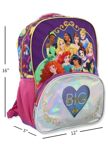Disney Princess Girl's 16 Inch School Backpack Bag (One Size, Purple/Pink) 6