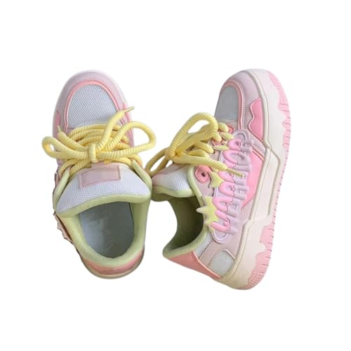 Kawaii Platform Shoes - Chunky Sneakers for Women, Breathable Mesh Platform Shoes, Aesthetic Shoes, Alphabet Elements