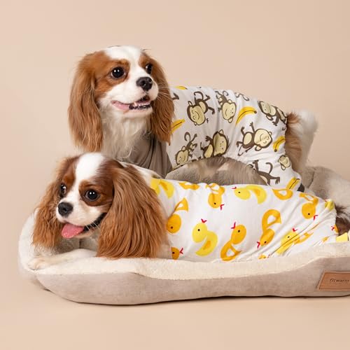 Fitwarm Monkey Dog Pajamas, Cute Dog Clothes for Small Dogs Boy Girl, Pet Onesie Clothing, 100% Breathable Cotton, Brown, Large - Thumbnail 3