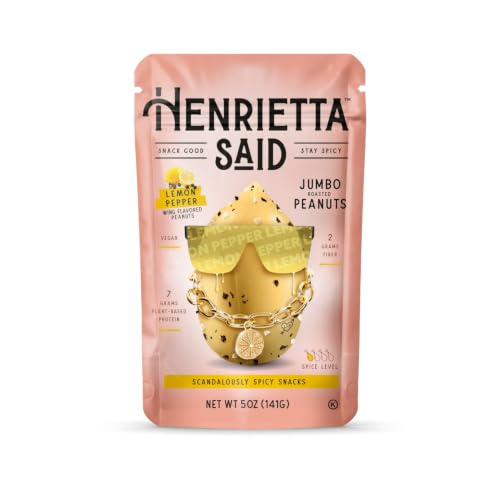 Image of Henrietta Said Wing-Flavored Peanuts - Truly Good Foods Snacking Nuts - Bold Flavors - Savory & Spicy - Jumbo Flavored Peanuts - Protein Packed Vegan Snack - 1 (5-oz) Pack - Lemon Pepper