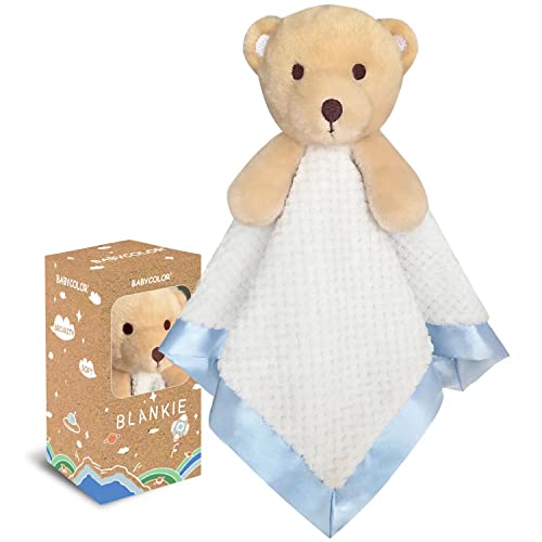 Image of Bear Baby Security Blanket Loveys for Boys, 15" Soft Lovey Blanket, Snuggle Toy Bear Stuffed Animal Blankie - Boys' Gifts for Infant & Toddler