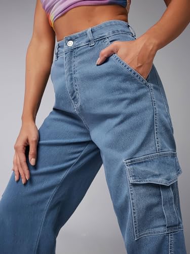 Image of Dolce Crudo Women's Wide Leg High-Rise Clean-Look Jean's