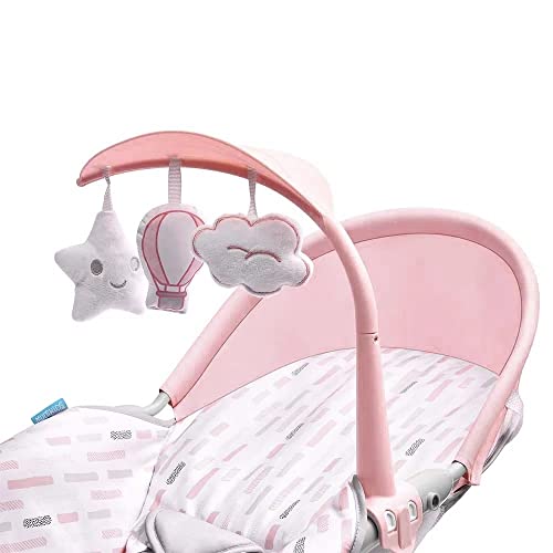 Cadeira de Descanso e Balanço Para Bebê Spice Dobrável Encosto Reclinável 0-18kgs Com Cinto Rosa Mul