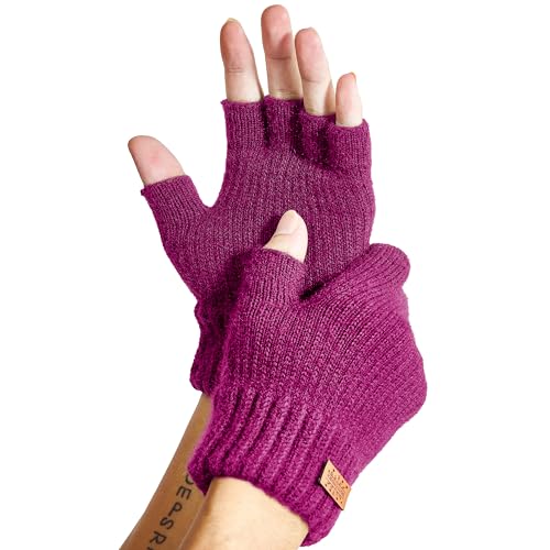 JYUYNY Fingerless Gloves - Cashmere Winter Warm Knitted Gloves for Running, Cycling, Driving - Men and Women, pink, One Size