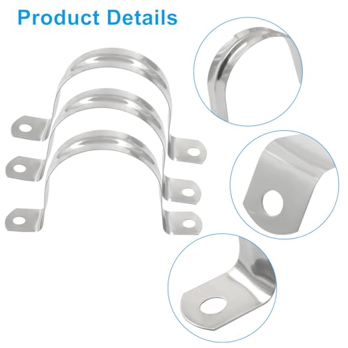 Image of 30PCS M50 2 inch 304 Stainless Steel Rigid Pipe Strap | Heavy Duty U Bracket, Two Hole Cable Clamps, Secure Pipe, Tube & Wire Installation, Corrosion Resistant