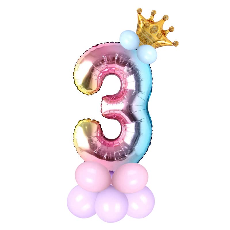 Image of Multicolor 32 Inches Numbers 3 Shape Large Big Foil Helium Balloons For Party Decorations In Happy Birthday Anniversary Office Items Materials Set Pack,1 Piece