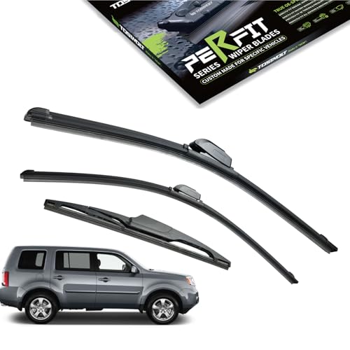 TOSTMOLT 3pcs Front+Rear Direct Fit Windshield Wiper Blades Compatible With 09-15 Honda Pilot, Original Factory Quality Replacement, All Season Streak-Free Natural Rubber, 21