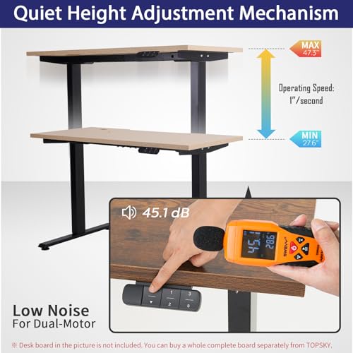 TOPSKY Dual Motor Electric Adjustable Standing for up to 70.8”x31.5” Table Tops, 225 lbs Weight Capacity, Computer Desk for Home and Office (White Frame only)