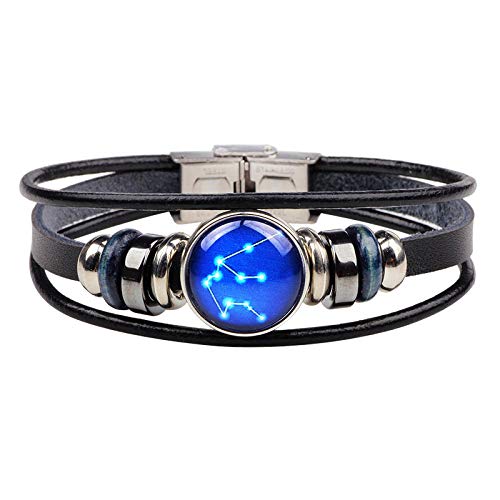 Bracelet en cuir douze constellations Verseau, le cadeau idéal