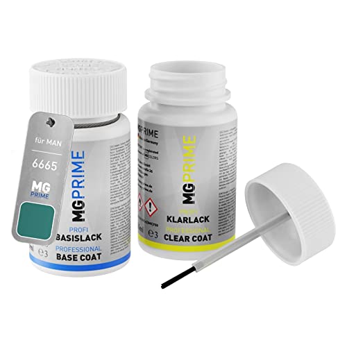 MG PRIME Autolack Lackstift Set für Man 6665 Türkis Metallic Basislack Klarlack je 50ml