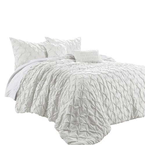 Edredón King Size de poliéster blanco Ravello transpirable con pinzas de diseño 8