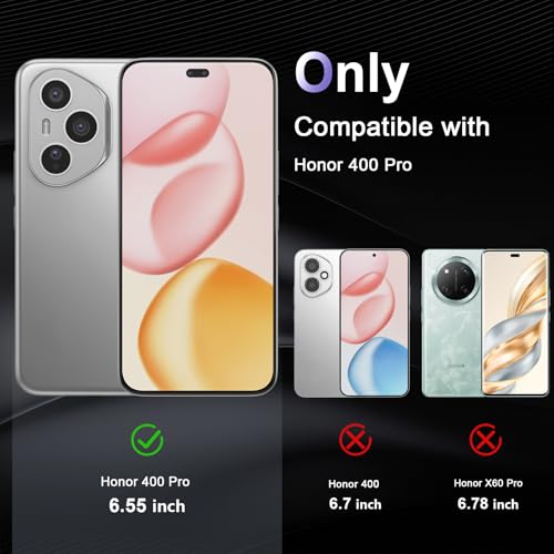 Image of Case for Honor 400 Pro 5G, Military Grade Drop Protection Phone Case, Yellowing Resistant, Anti-Scratch Hard PC Back, Shockproof Hard Ultra-Thin Protective Cover, Clear