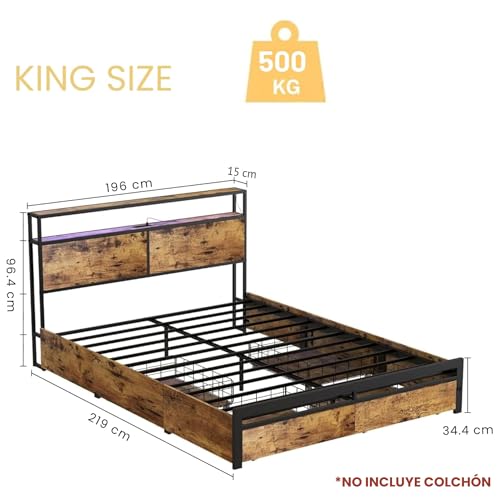 La mejor comparación de Base Cama King Size más recomendados. 14 Base Cama King Size marca FABATO (2)