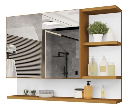 Armario Espelheira Para Banheiro 1 Porta Cleópatra (Nature/Flexco...