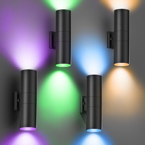 wowlite Smart RGB Outdoor Wall Lights, Up & Down Color Changing, 4 Pack