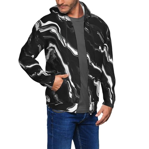 Sweat à capuche fermeture éclair intégrale motif marbre pour hommes - 6