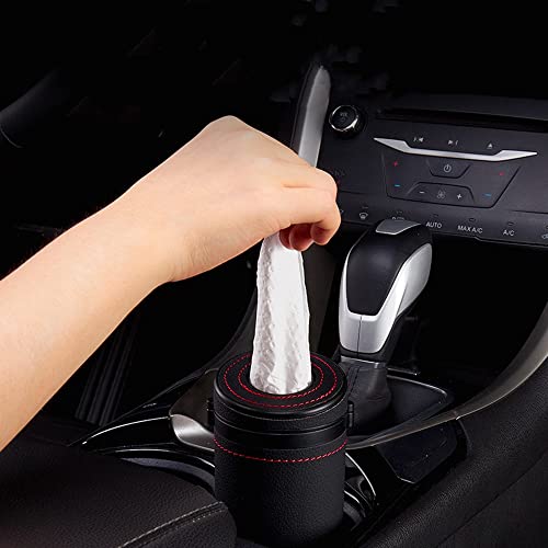 XZJMY Zylindrische Taschentuchbox für Auto, Modern, Cylindrical, ABS und PU-Leder, Schwarz
