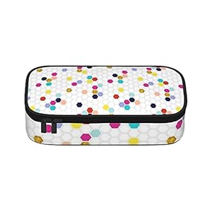 Hexies Geometrisch Patroon Potlood Case Grote Capaciteit Pen Case Desk Organizer met Rits voor Jongen Meisjes Tieners…