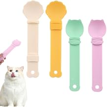 4 Pcs Cat Squeeze Treats Spoons, Kitten Strip Feeder Spoon, Multifunctional Dog Food Lickable Dispensers for Wet Food Licky Treats &Liquid Snacks Accessories