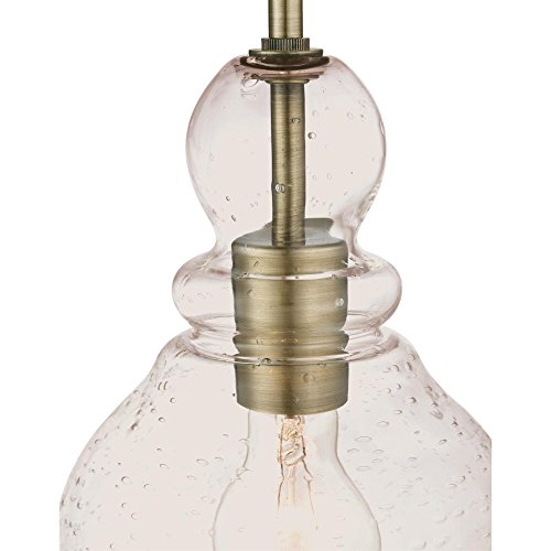 Westinghouse Lighting 6356500 Adjustable Indoor Mini-Pendant Light, Antique Brass Finish With Handblown Clear Seeded Glass #TOP2