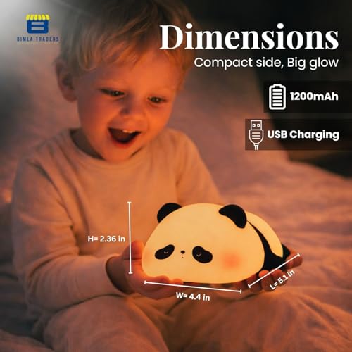 Image of Btag Cute Sleeping Panda Night Light, Silicone Color-Changing LED Touch Lamp, Nursery Nightlight, Toddler Baby Kids Decor (Sleeping Panda)