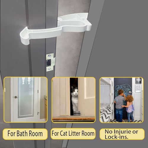 Kids Safety Door Lock, Child Proof Door Latch, Baby Pinch Guard Door Stopper for Knobs & Lever Handles, No Tools Need for Install and Portable [U.S Patent Pending] (White 1 Pack) - Thumbnail 6