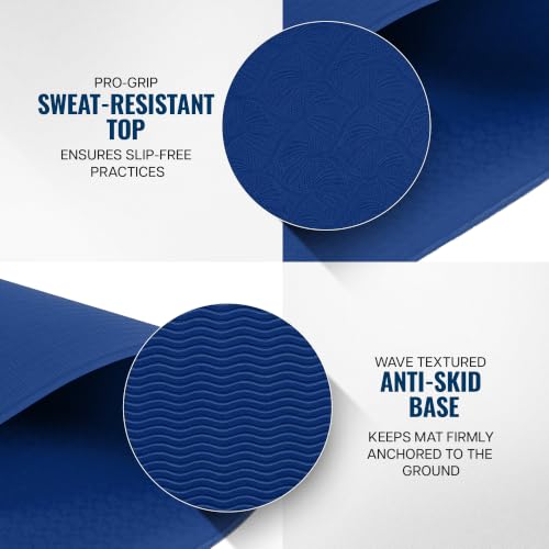 Image of Cosmis Alignment Yoga Mat 8mm | High-Density Non-Slip Exercise & Fitness Mat for Yoga, Pilates & Home Workout | Cushion Support for Men & Women (Blue)
