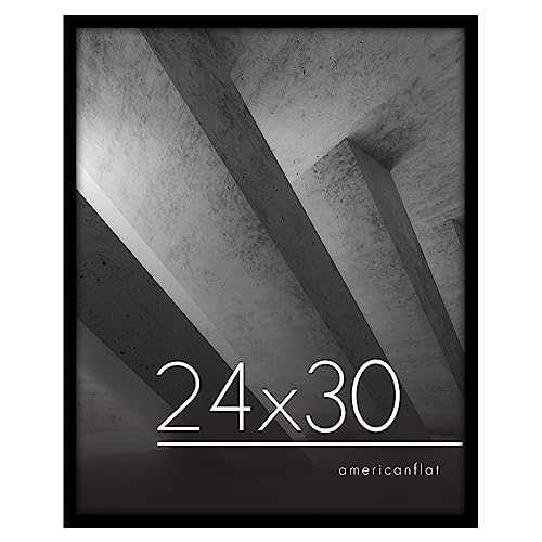 Photo 1 of Americanflat 24x30 Poster Frame with Polished Plexiglass - Streamline Collection - Thin Border Picture Frame for Wall Display - Hanging Hardware Included - Black
