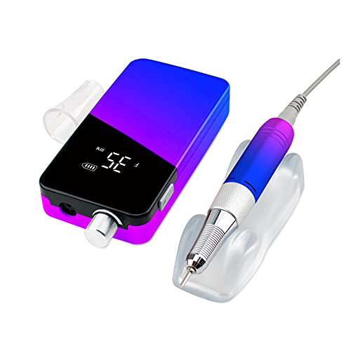 Wiertarka do paznokci Gradient Color Handpce 35000PM Cordless Przenośny Elektryczny Wiertarka do paznokci Maszyna akumulatora Manicure Pedicure(Blue Set)