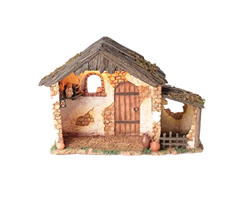 Fontanini - LED USB Stable, for 5  Scale Nativity Figure Collection, 10  H, Resin, Hand Painted, Detailed, Realistic, USB Plug, Realistic, Gift Boxed