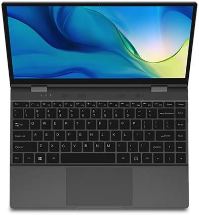 จากบนลงล่าง view of the Bmax Y13Pro laptop, open with keyboard and screen visible