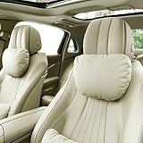 Phxoinu 2 Pcs Car Headrest Neck Pillow for Driving,Universal Premium Suede Leather Soft and Comfortable Headrest,Two Gears of Height Adjustment Car Seat Headrest Pillow Car Interior Accessories