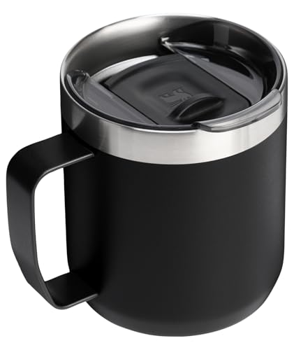 Image of STANLEY Everyday Camp Mug 12oz | Drink Through Lid | Cup for Coffee, Tea and Drinks | Insulated Stainless Steel Coffee Mug | BPA-Free | Black 2.0